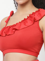 CUKOO Padded Red Two piece Skirtini Swimwear