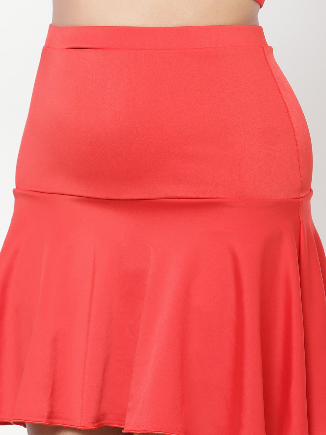 CUKOO Padded Red Two piece Skirtini Swimwear