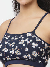 CUKOO Padded Floral Printed Blue Tankini