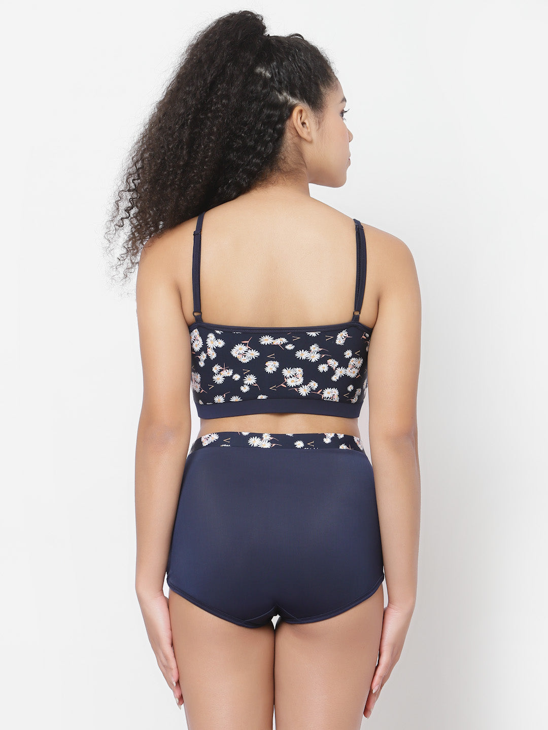 CUKOO Padded Floral Printed Blue Tankini