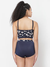 CUKOO Padded Floral Printed Blue Tankini