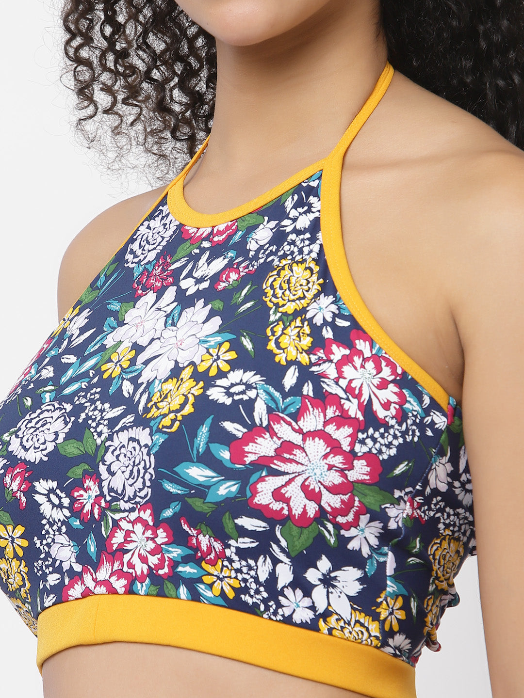 CUKOO Padded Yellow Printed Swimwear