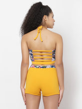 CUKOO Padded Yellow Printed Swimwear