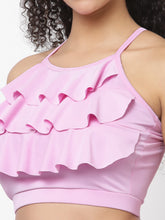 CUKOO Padded Purple Two piece Skirtini Swimwear