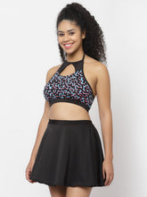 CUKOO Padded Black Two piece Skirtini Swimwear