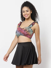 CUKOO Padded Printed Criss Cross Two piece Skirtini Swimwear