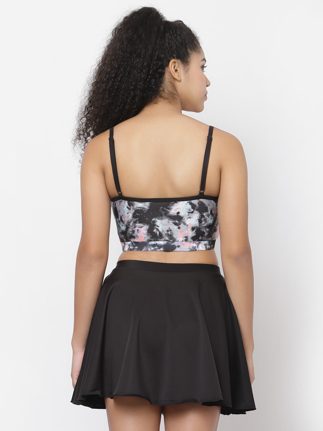 CUKOO Padded Black Two piece Skirtini Swimwear