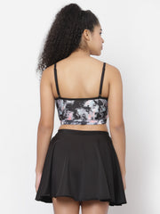 CUKOO Padded Black Two piece Skirtini Swimwear