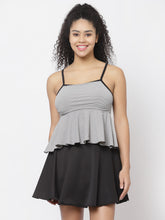 CUKOO Padded Black Two piece Skirtini Swimwear