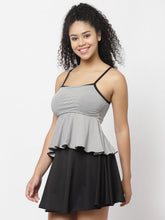 CUKOO Padded Black Two piece Skirtini Swimwear
