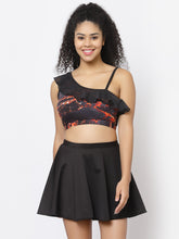CUKOO Padded Black Two piece Skirtini Swimwear