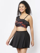 CUKOO Padded Black Two piece Skirtini Swimwear