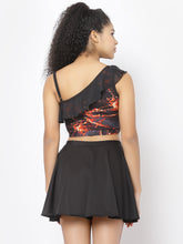 CUKOO Padded Black Two piece Skirtini Swimwear