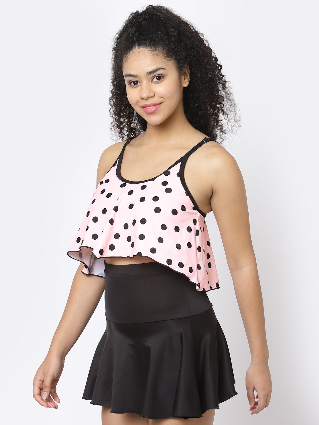 CUKOO Padded Peach Two piece Skirtini Swimwear