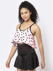 CUKOO Padded Peach Two piece Skirtini Swimwear