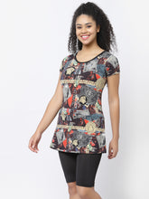 CUKOO Padded Black Printed Swimsuit