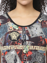 CUKOO Padded Black Printed Swimsuit