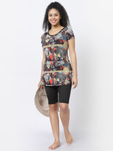 CUKOO Padded Black Printed Swimsuit