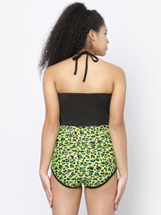 CUKOO Padded Black & yellow Animal Printed Swimwear/Monikini