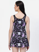 CUKOO Padded Geometric Printed One-Piece Purple Swimwear