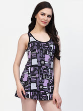 CUKOO Padded Geometric Printed One-Piece Purple Swimwear