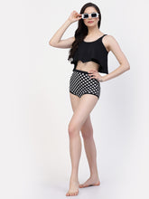 CUKOO Padded White Polka Dot Two piece Tankini Swimwear