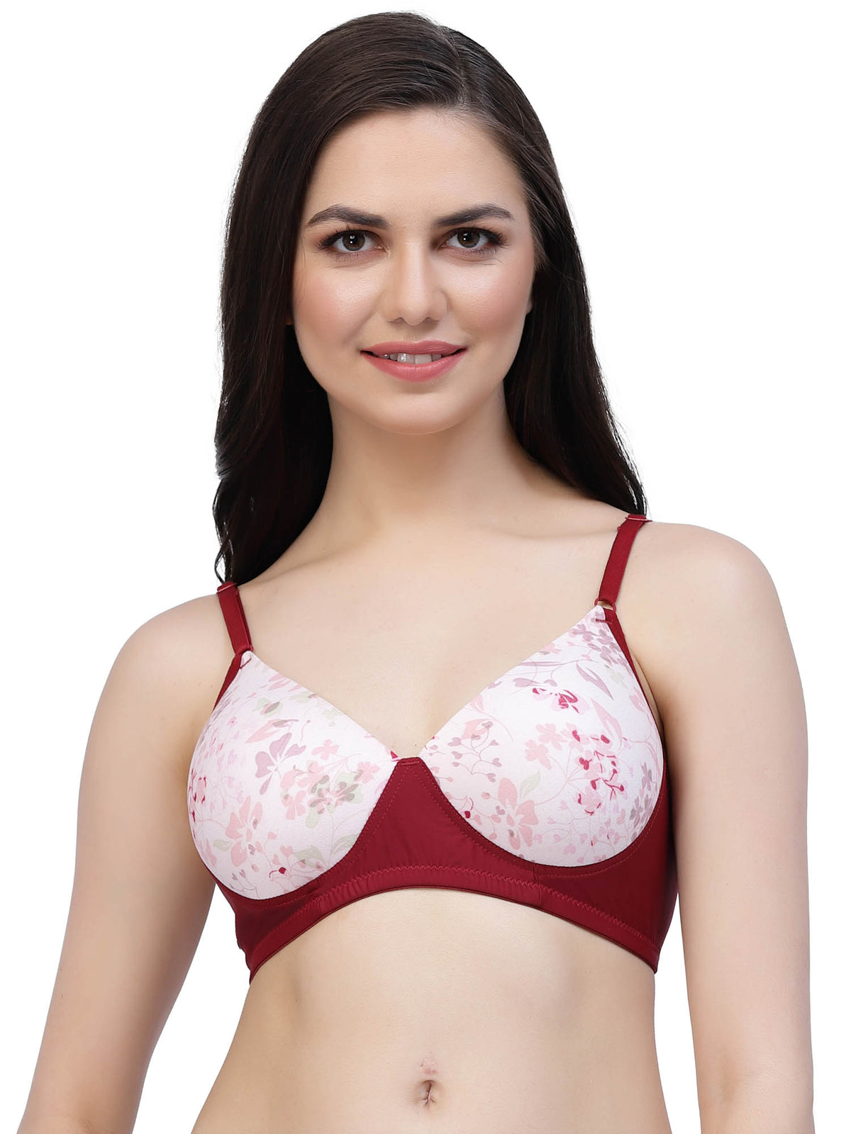 CUKOO Lightly Padded Red Floral Printed Everyday Bra