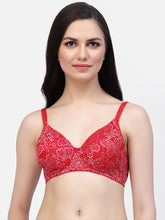 CUKOO Lightly Padded Red Lacy Everyday Bra