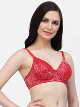 CUKOO Lightly Padded Red Lacy Everyday Bra