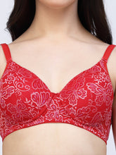 CUKOO Lightly Padded Red Lacy Everyday Bra