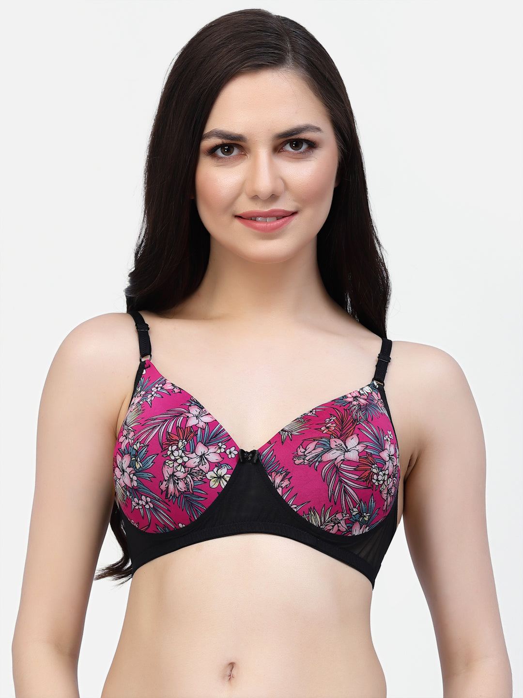 CUKOO Lightly Padded Pink Floral Printed Everyday Bra