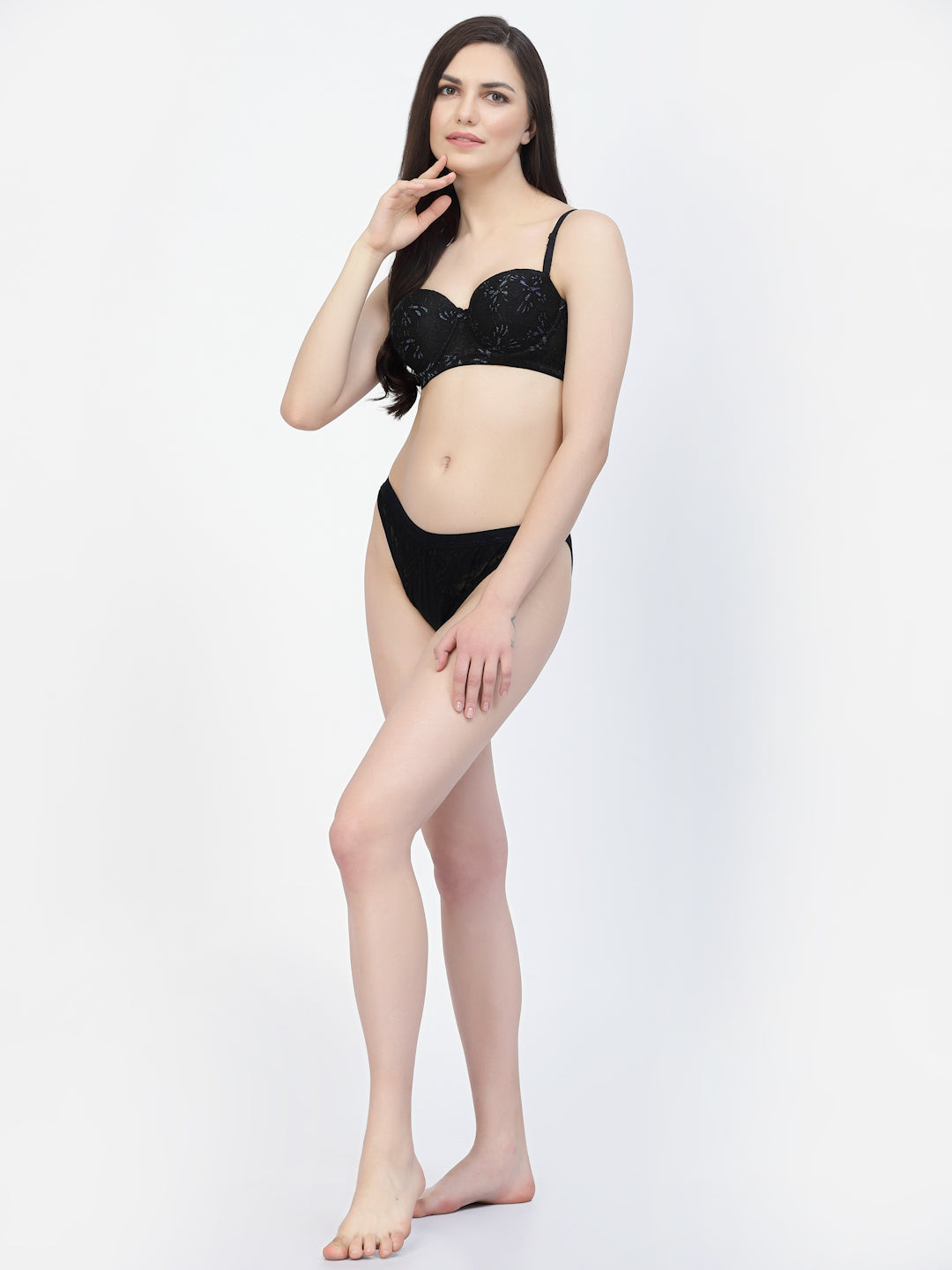 CUKOO Lightly Padded Black Lacy Everyday Bra