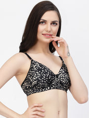 CUKOO Lightly Padded Black Printed Everyday Bra