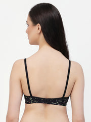 CUKOO Lightly Padded Black Printed Everyday Bra