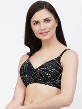 CUKOO Lightly Padded Black Printed Everyday Bra