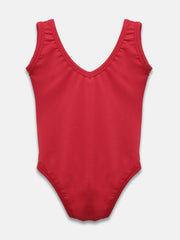 Cukoo Solid Single Piece Red Kids Swimsuit