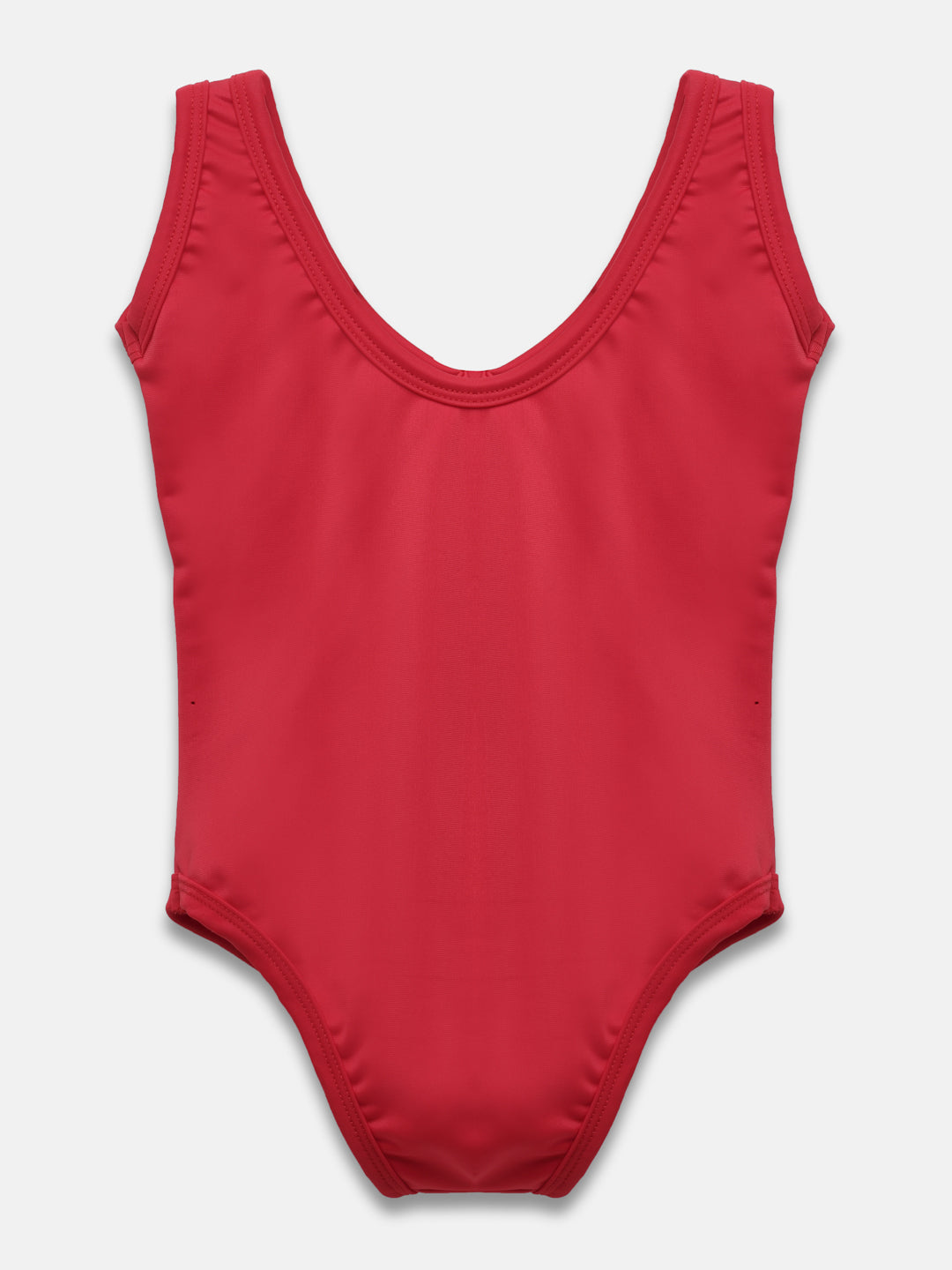 Cukoo Solid Single Piece Red Kids Swimsuit