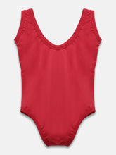 Cukoo Solid Single Piece Red Kids Swimsuit