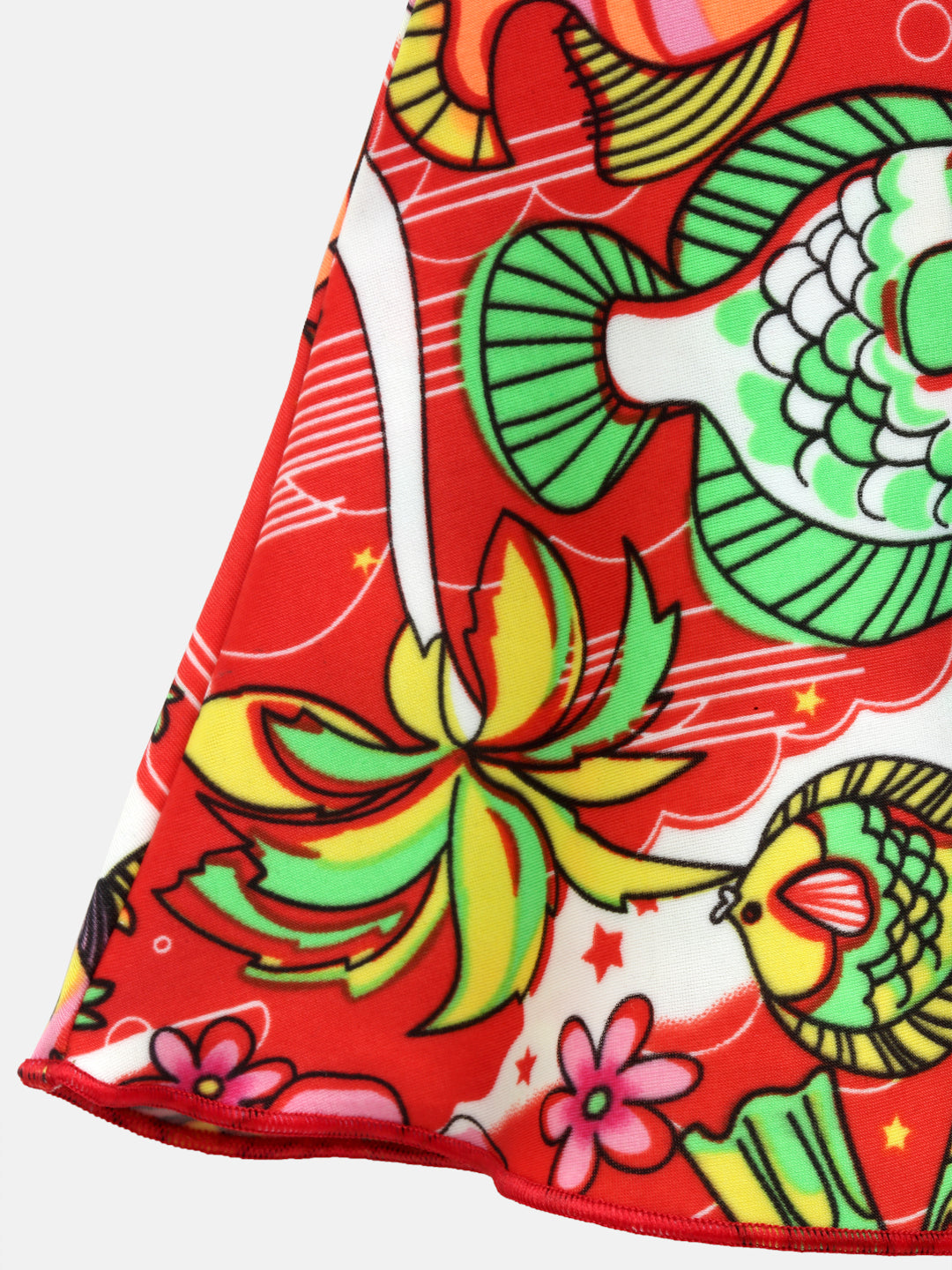 Cukoo Solid Single Piece Fish Printed Red kids Swimsuit