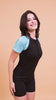 CUKOO Padded Black & Aqua Short-Sleeve SwimsuitSwimwear