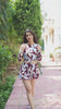 Maroon Tropical Leaf Long-Sleeve Two-Piece Padded Skirted Swimwear