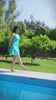 Turquoise Gingham Trim Skirted Swimwear / Swimsuit with Attached Shorts