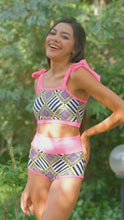 CUKOO Padded Pink Geometric Print Two piece Tankini Swimwear