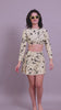 CUKOO Padded Off-White Floral Full Sleeve Skirtini Swimwear