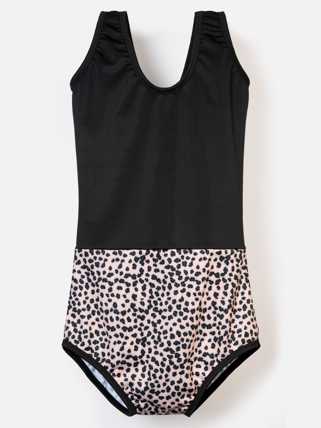 CUKOO Girls Black Leopard Print Swimsuit (kids swimsuit)
