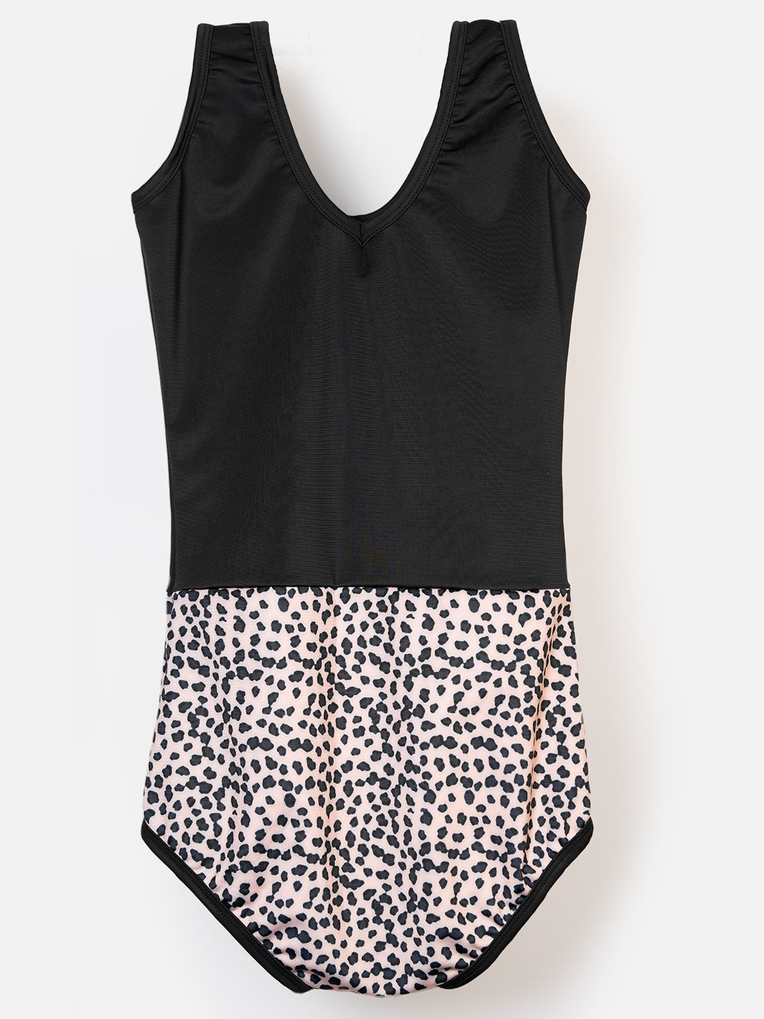 CUKOO Girls Black Leopard Print Swimsuit (kids swimsuit)