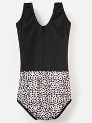 CUKOO Girls Black Leopard Print Swimsuit (kids swimsuit)