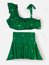 CUKOO Girls Green Star Print 2 PC Swim suit set (kids swimsuit)