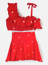 CUKOO Girls Red Star Print 2 PC Swim suit set (kids swimsuit)