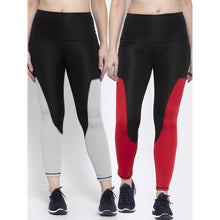 Cukoo Black Set of 2 Grey & Red Gym/ Yoga Track Pants for Women - Cukoo 
